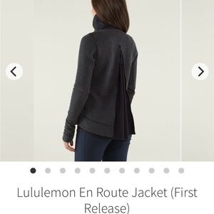Lululemon “En Route” jacket. Size 10. Dark gray. Thick cotton blend. EUC.